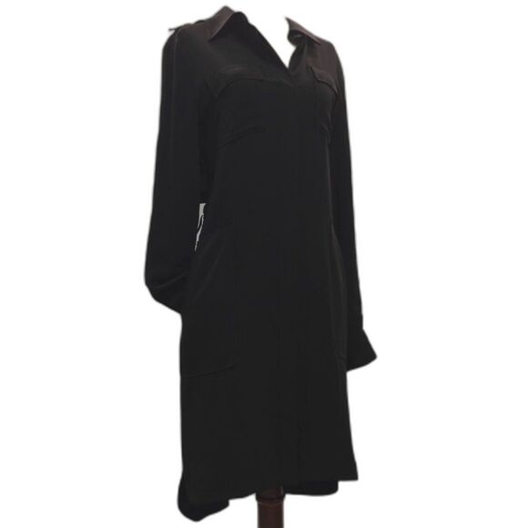 White House Black Market Black Utility Shirt Dress | Size 4 - Picture 2 of 12